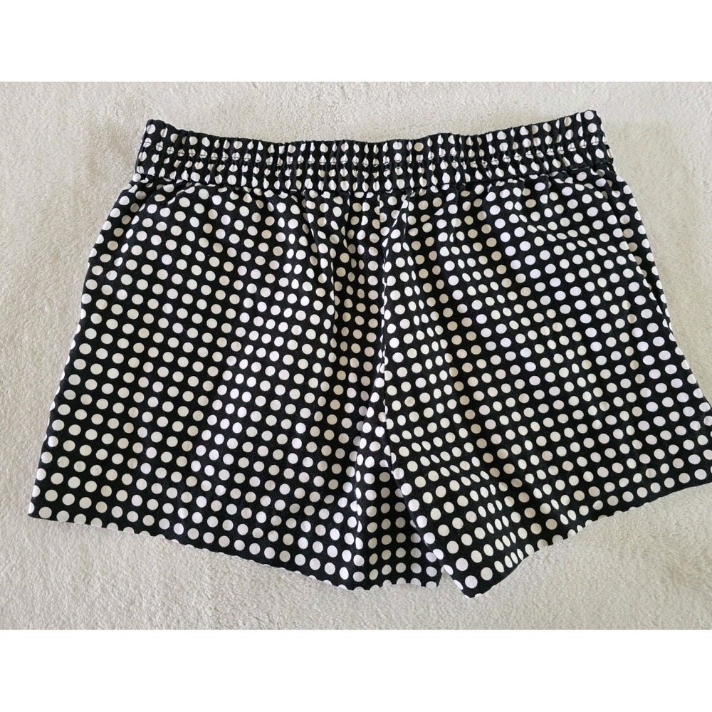 J Crew Womens Black White Polka Dots Shorts Size 2 Linen Blend Elastic Pull On - Picture 2 of 6